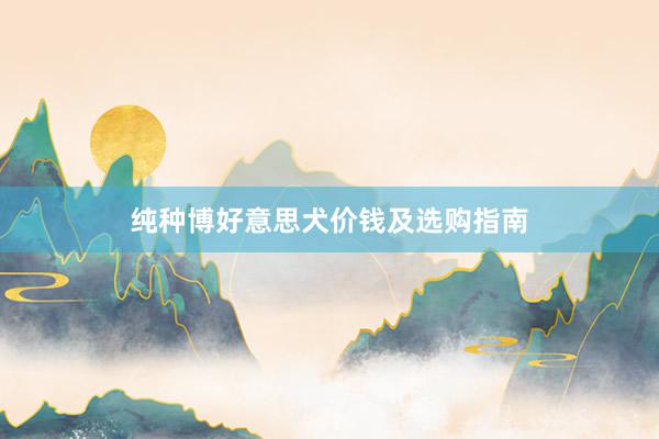 纯种博好意思犬价钱及选购指南